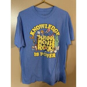 School House Rock T Shirt Men's Sz L Blue Knowledge Is Power Ripple Junction Tee